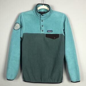 Patagonia Synchilla T-Snap Fleece Jacket XS Blue Green REI Conservation Alliance